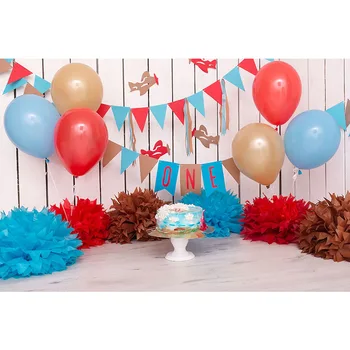 

Digital printing cute color balloons photo backgrounds for girl 1 year birthday party video photography studio backdrops