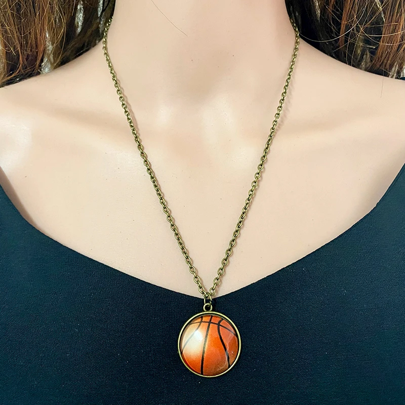 Sports ball Necklace Glass Time Gem 