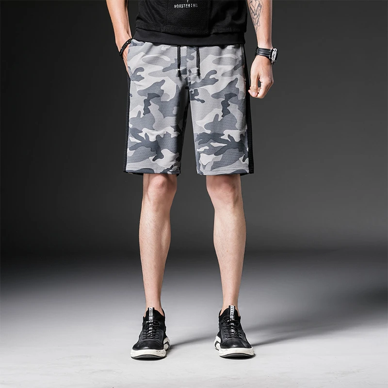 mens camo jogger shorts