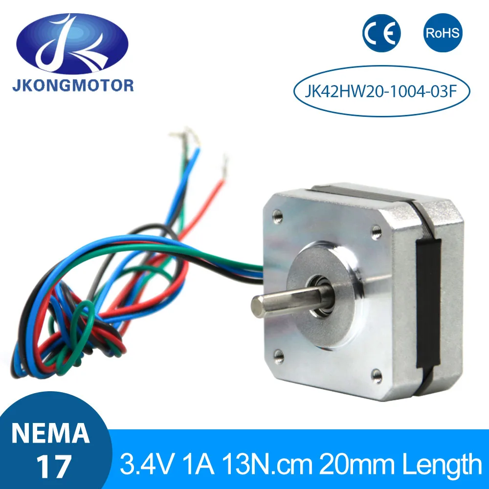 Шаговый двигатель Jkongmotor Nema 17 17HS08-1004S 20 мм 1A 13Ncm 42 шаговый Nema17 4-lead для DIY 3D-принтера CNC