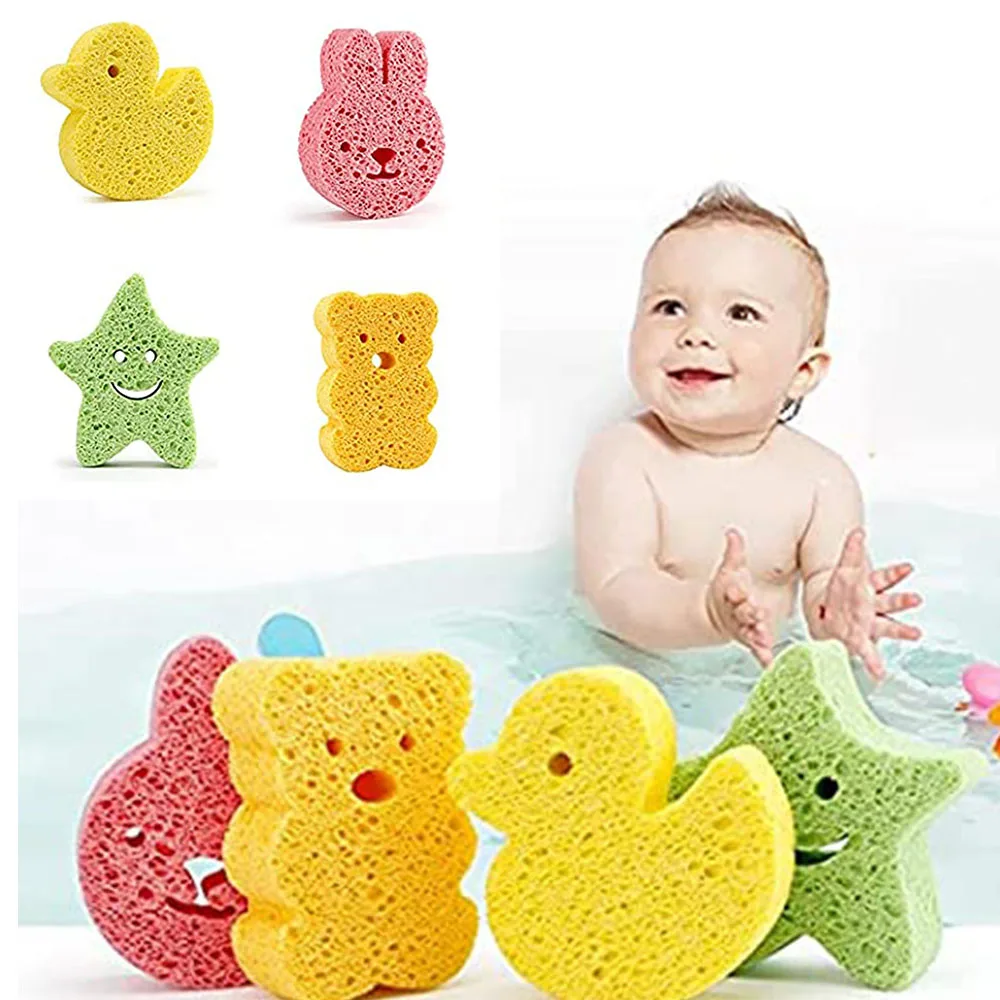 

Baby Sponge for Bathing, Natural Kids Infants, Toddler Bath Shower Time, Cute Animal Shapes Konjac Baby Bath Toys Tub Sponge