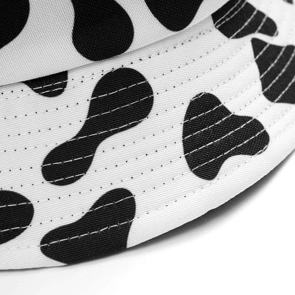 2020 New Fashion Reversible Black White Cow Print Bucket Hat Summer Sun Caps For Women Men Fisherman Hat