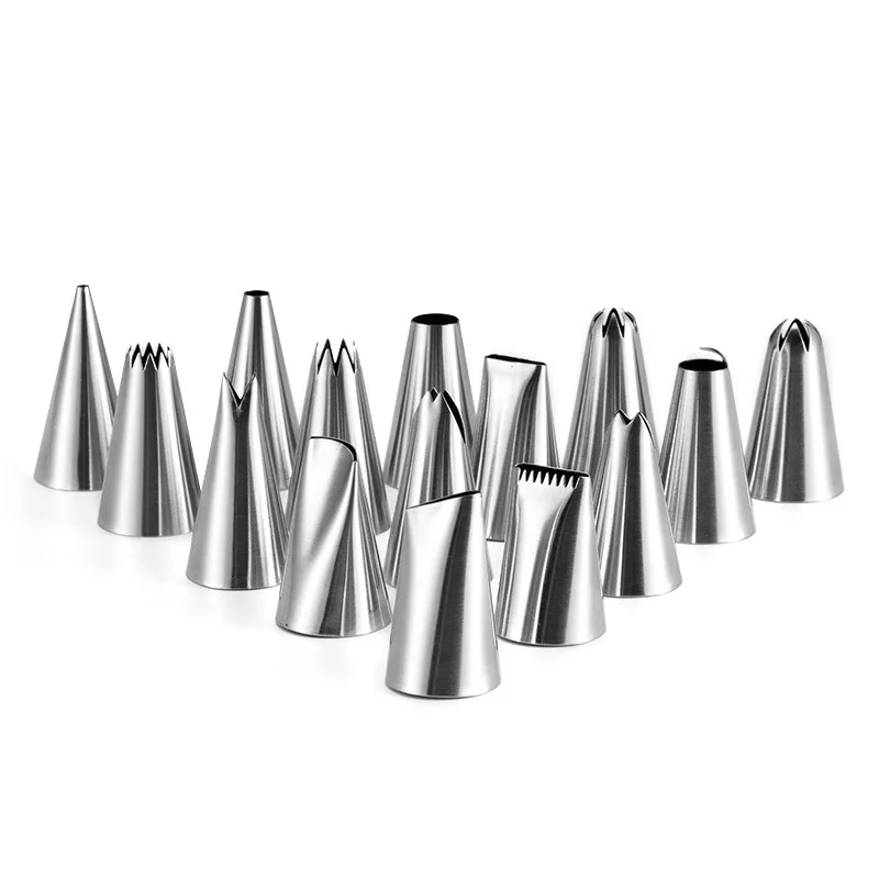16pcs Nozzle Tips Icing Piping Cream Stainless Steel DIY Cake Decorating Tools Pastry Bag Nozzle Kitchen Bakery Tools muffin