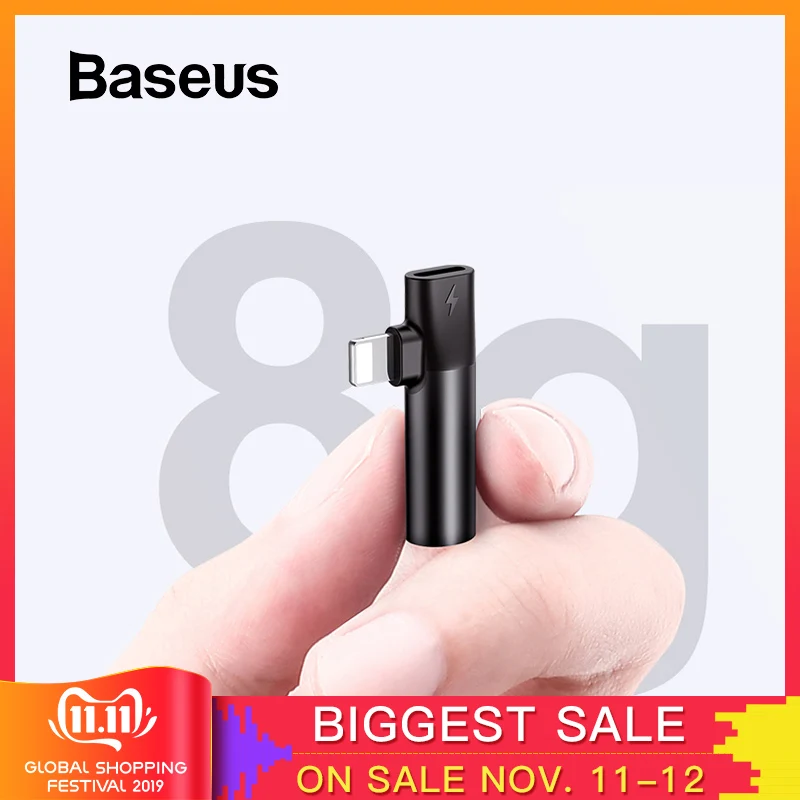 Billige Baseus L43 kopfhörer kopfhörer adapter für Blitz zu 3,5mm Jack aux Audio usb verlängerung kabel für iPhone 7 XR XS Max splitter