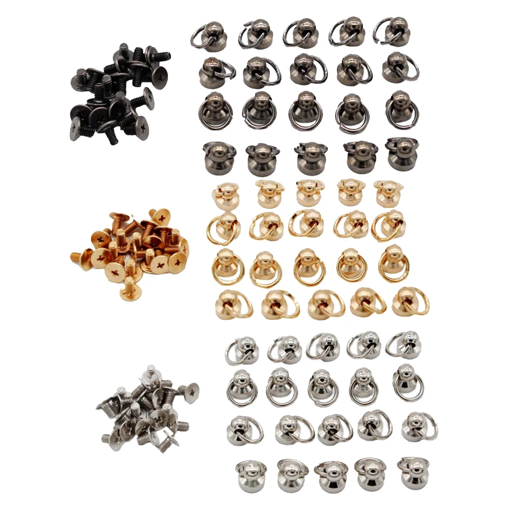 20 Pieces Brass Rivet Studs Screw Back Round Head O Ring Leather Craft Punk Spot