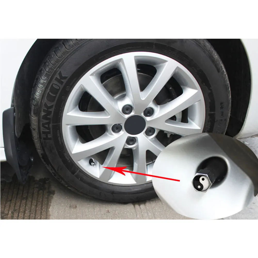 DSYCAR 1Set Car Styling Zinc Alloy Anti-theft Tai Chi Style Car Tire Valve Caps Wheel Tires Tire Stem Air Cap Airtight Covers