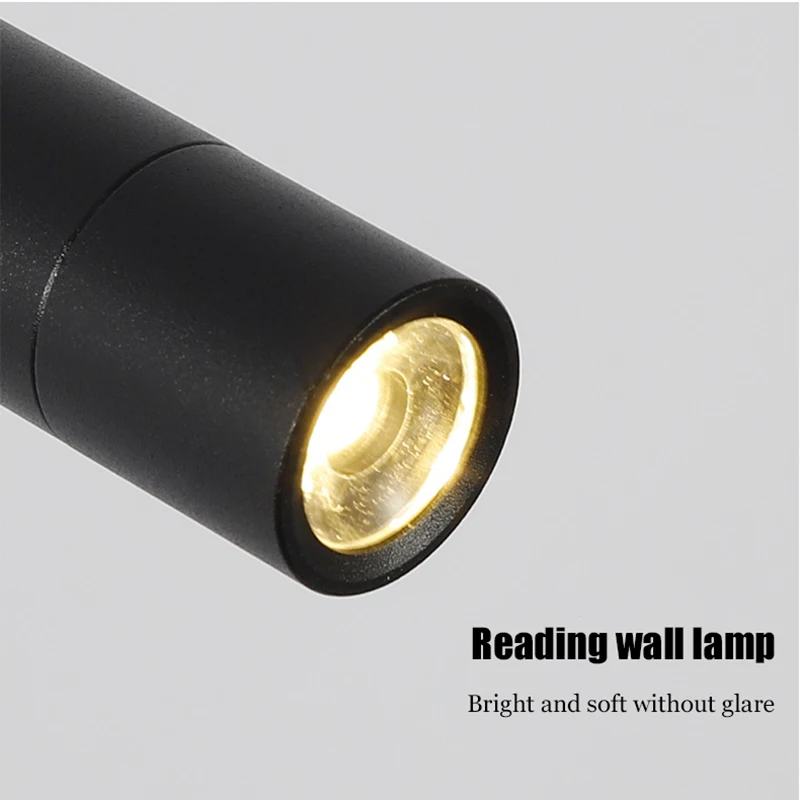 LED Wall Lamp Flexible Hose Bedside Lamp Bedroom Study Reading with Switch 1/3W Wall Mounted Spotlight Dormitory Night Light Eu Plug