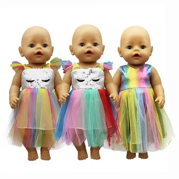 New Rainbow veil Doll Clothes Fit For 18inch/43cm born baby Doll clothes reborn Doll Accessories 1