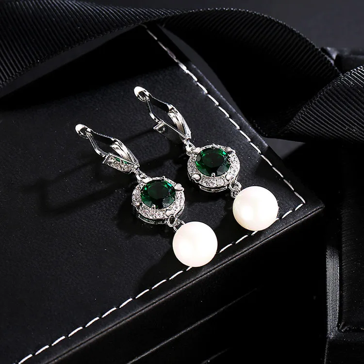 Circle Earring Nice pearls High-quality Fashion lady Wedding party Jewelry Shining cubic Zircon gold filled hoop earrings for wo