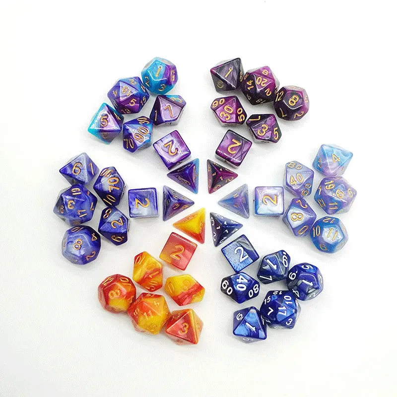 7 шт./компл. Polyhedral TRPG игры DND для блестящих разносторонних костей настольных