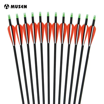 

Musen 6/12/24pcs Carbon Arrow 28/30 Inches Length Spine 500 with Replaceable Arrowhead for Compound/Recurve Bow Archery Hunting