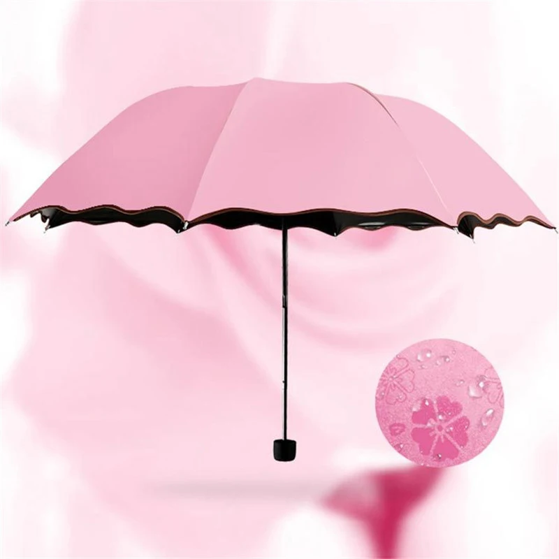 Pink Красочный зонт Анти-УФ водонепроницаемый портативный зонтик для путешествий Модный складной зонт дождь для женщин подарок для мужчин Мини карманный зонтик - Цвет: Pink