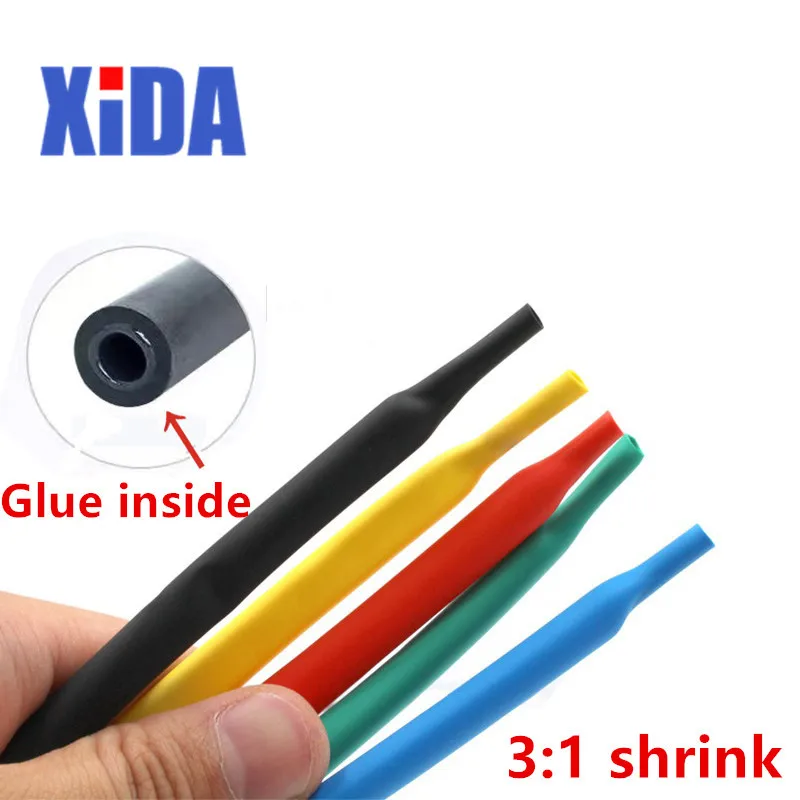 Buen valor 1 m/lote 3:1 tubo de encogimiento de calor con pegamento de doble pared tubo de diámetro 1,6/2,4/3,2/4,8/6,4/7,9/9,5/12,7mm adhesivo envoltura de alambre Cable kit NRwoeKLBrmg