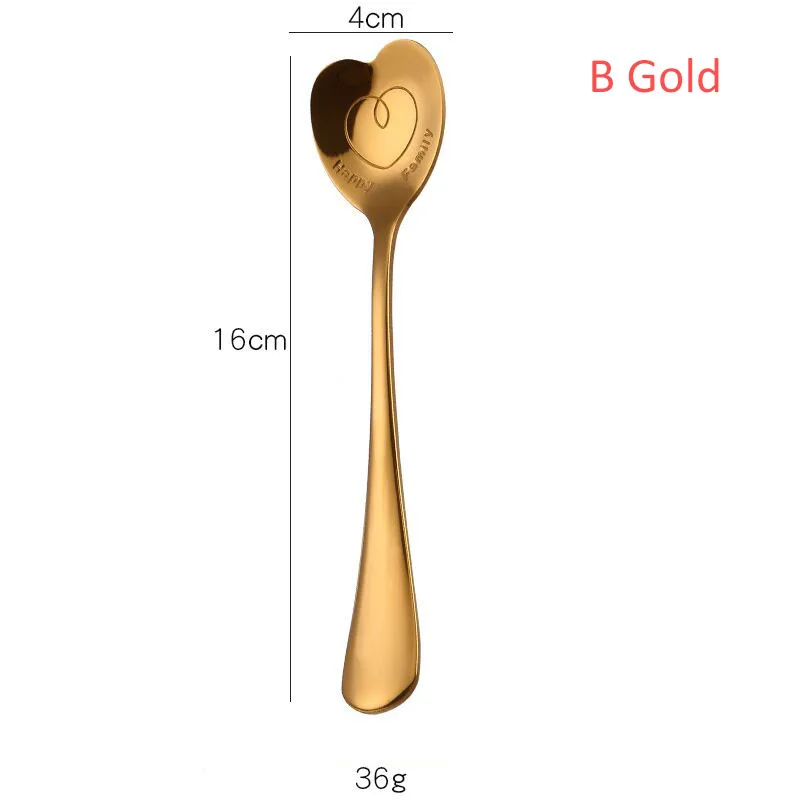 B gold 20 упаковок ложка в виде сердца из нержавеющей стали маленькие кофейные чайные ложки креативный свадебный подарок ложки для смешивания маленькие медовые Десертные Ложки - Цвет: B gold