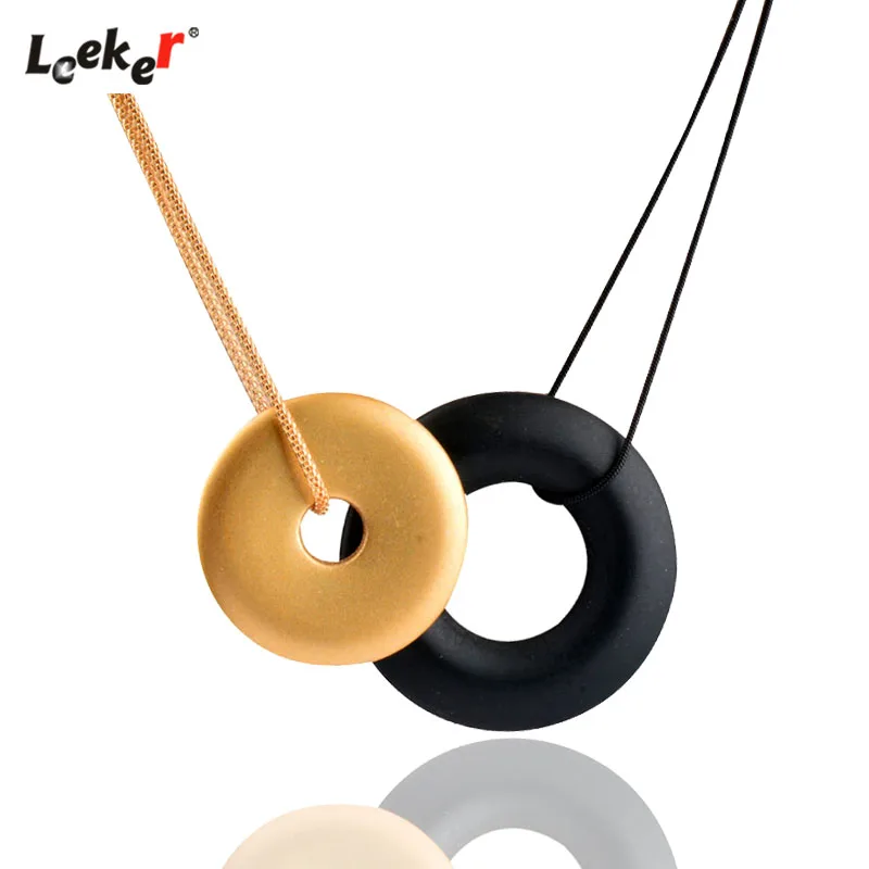 LEEKER акриловое ожерелье с подвеской геометрической формы длинная цепочка Женские