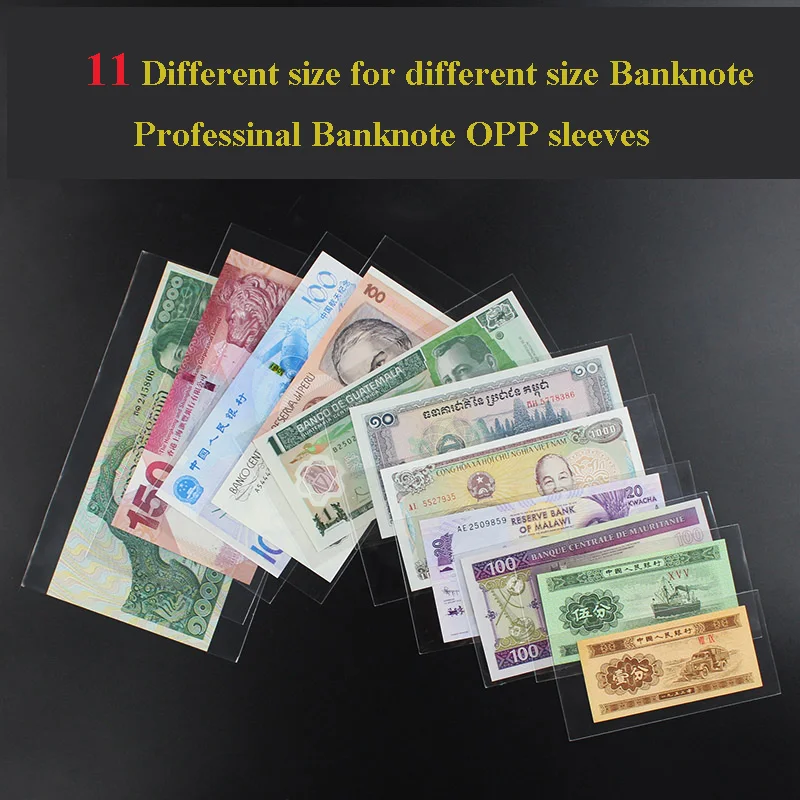 PCCB 11 Size for choose, PROFESSIONAL BANKNOTE OPP SLEEVES, Paper Money Collection bag, Plastic bag, 50pcs/pack 3