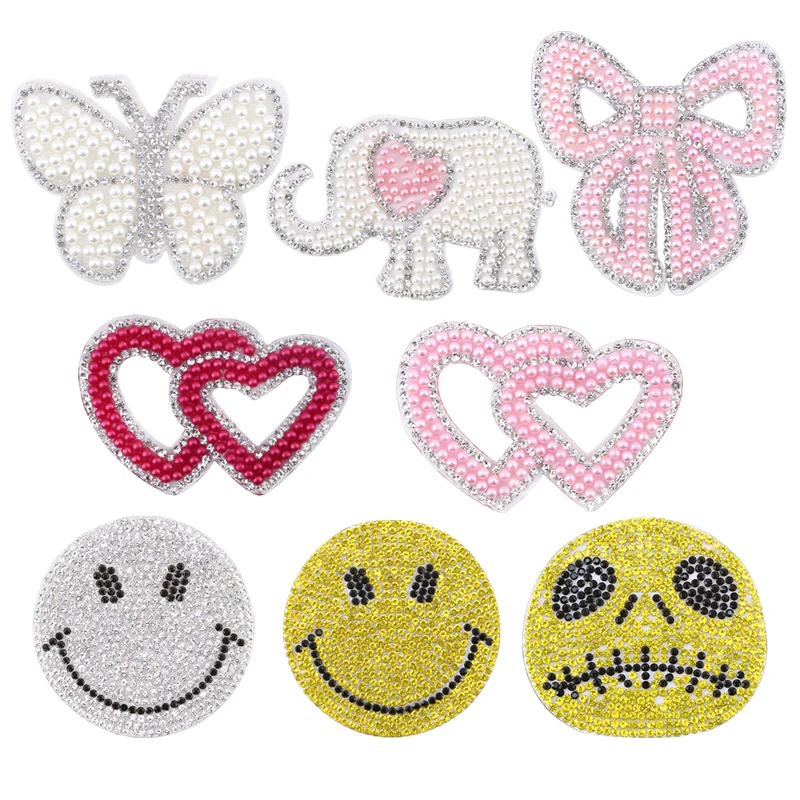 Pearl Rhinestone Star Patches Sew on Stickes Applique 3D Handmade Beaded Diy for T shirt