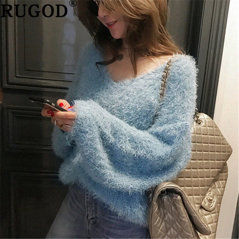 RUGOD элегантный вязаный женский свитер с кисточками корейский шик плотный круглый вырез Однотонный пуловер леди осень-зима кашемировое пальто