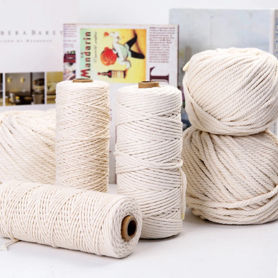 Cotton rope Macrame cord 1mm-10mm Cotton Macrame Cord Rope String Thread Handmade Crafts DIY Braided Twisted Twine Wedding Party Home Decoration