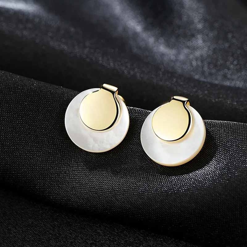 white Серьги DOTEFFIL, натуральный пресноводный жемчуг, 925 пробы, серебро, морская раковина, позолоченный жемчуг, серьги-гвоздики, Женские Ювелирные изделия, свадебные/вечерние - Окраска металла: white