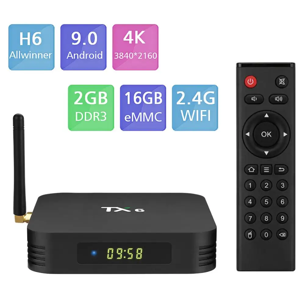 ТВ-приставка Tanix TX6 на базе Android 9 0 четырехъядерный Allwinner H6 поддержка 2 4G