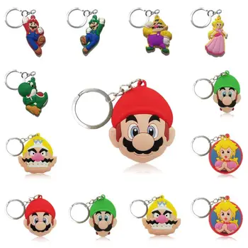 

1PCS Super Mario Cute Cartoon Keychain Key Ring Gift For Women Girls Bag Pendant PVC Figure Charms Key Chains Jewelry porte clef