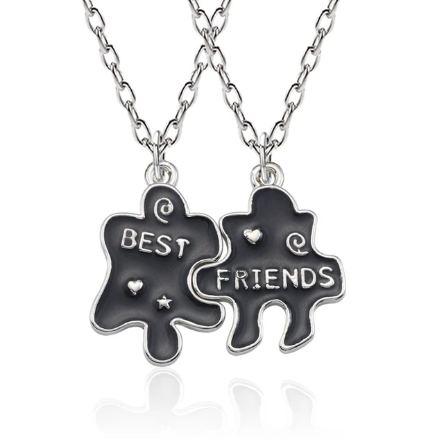 Fashion Best Friends Honey Love Couple Pendant Necklace 2 Pcs/ Set Rainbow Broken Heart BFF Good Friends Friendship Jewelry Gift 19