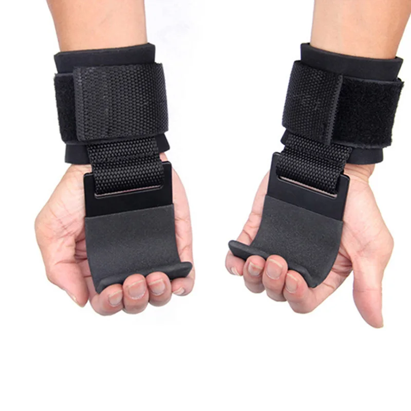 Weight Lifting Gloves Hooks Wrist Straps Heavy Duty Pull-ups Power Lifting