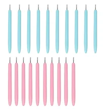 20 pçs artesanato diy entalhado papel quilling ferramentas, entalhado agulha caneta arte artesanato mão diy ferramenta (rosa e azul)