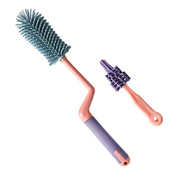 

2Pcs Bottle Brush Convenivence Easy Silicon Cleaning Brush Pacifier Brush Infant Pacifier Brush for Water Bottle Feeding Bottle