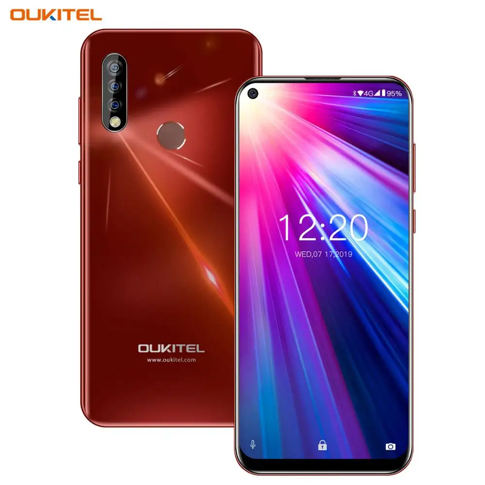 Смартфон OUKITEL C17 6,35 ''с тройной камерой MT6763, четыре ядра, Android 9,0, 3 ГБ, 16 ГБ, распознавание лица, отпечаток пальца, 4G, мобильный телефон, 3900 мА/ч - Цвет: Rose Red