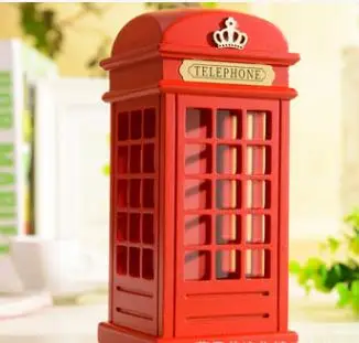 Ручной работы ретро железная телефонная будка с часами и антикварным телефоном креативная студия украшения магазина одежды 3 - Цвет: Красный