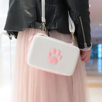 

Pink Cat Paw Storage Bag for Switch / Switch Lite Travel Hard Shell Carrying Case with a Single Shoulder Strap Portable
