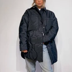 Outono de 2021 Moda de Rua de Lazer Versátil Único Breasted Do Vintage das Mulheres Jaqueta Jaqueta de Algodão Desgaste зимняя куртка жеснкая