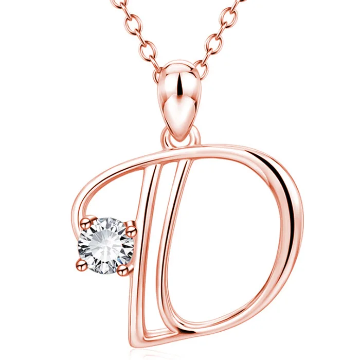 Trendy Zirconia Initial Letter Necklace Fashion A-z Alphabet Gold Pendant Necklace For Women Korean Jewelry - Окраска металла: D