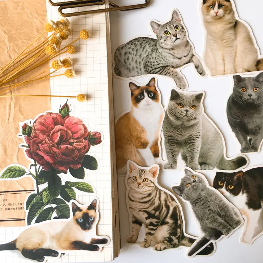 

13Pcs/Set Vintage Cute British Puppet Cat Sticker DIY Craft Scrapbooking Album Junk Journal Happy Planner Decorative Stickers