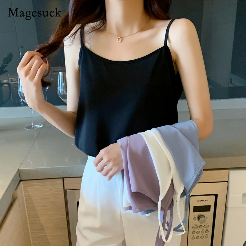 

Elegant Summer 2021 Chiffon Blouse for Women Solid Sleeveless Sling Vest Loose Tops Casual Office Lady Clothing Blusas 16162