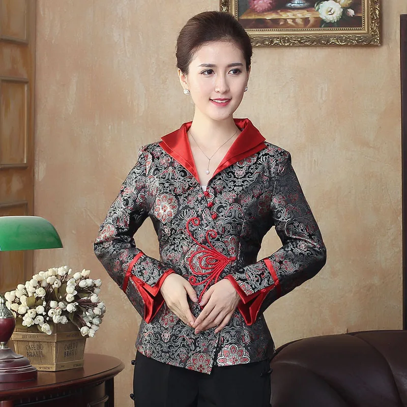 black Plus Size 4XL Fashion Clothes Chinese Jacket Vintage Asian Clothes Streetwear Women Outerwear New Evening Party Overcoat - Color: black