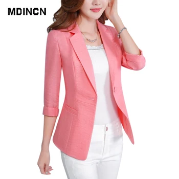 

MDINCN Vintage Double Breasted Office Ladies Solid Blazer Long Sleeve Loose Houndstooth Suit Coat Jacket Women blazers Female