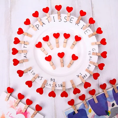 10pcs red 10 шт. сердце 45x7 мм DIY черный белый большой деревянный подножки для одежды прищепки зажимы офисные декоративные аксессуары для вечеринок фото подвешенные подножки - Цвет: 10pcs red