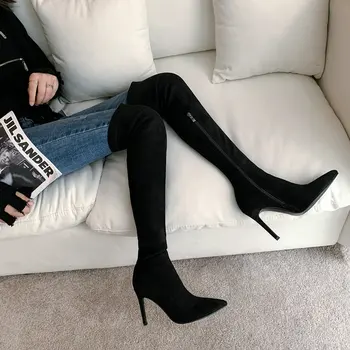 

2020 Women Over The Knee High Boots Winter autumn Boots Women Shoes Thin High Heel Fashion Women Boots Big Size 34-43