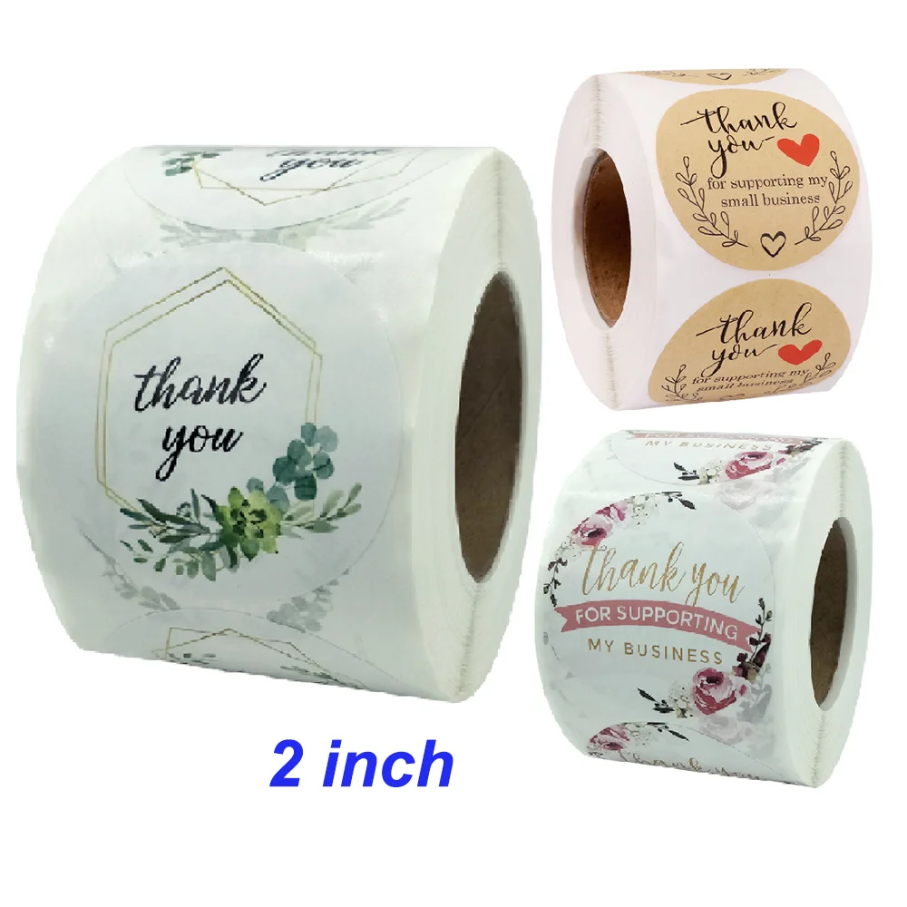 

500Pcs 2inch Decorative Flower Thank You Sticker Scrapbook Your Order Support My Small Business Journal Supply Label Scratch Off