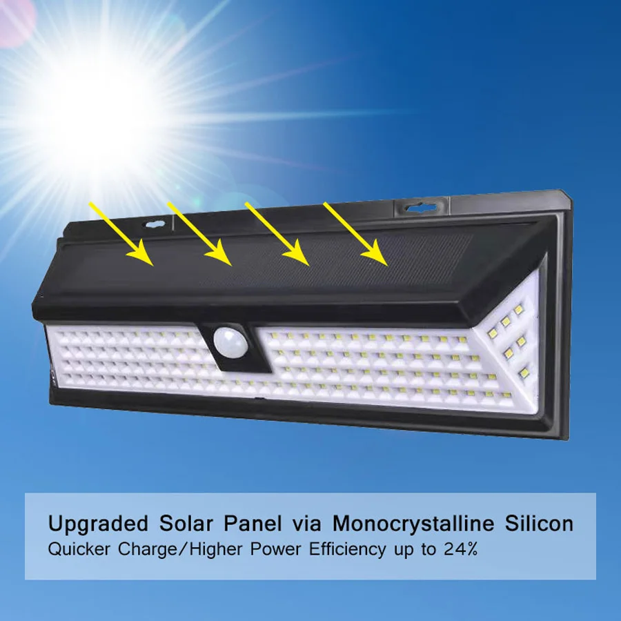 118 LED Solar Light Outdoor Solar Lamp Motion Sensor Solar Powered Spotlight 3 Modes Wall Sunlight For Street Garden Decoration (16)