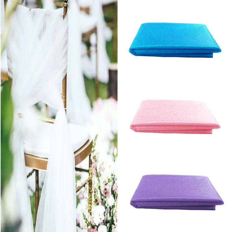 Дешево! 5 м/лот прозрачная органза тюль рулон ткань для свадебного декора стул