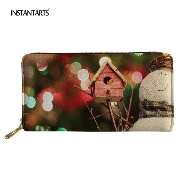 INSTANTARTS кожаный бумажник для женщин с рождественской елкой, брендовый дизайн, Длинный кошелек с 3D принтом для девочек и мальчиков, Карманный Кошелек для телефона - Цвет: HMC2603Z21