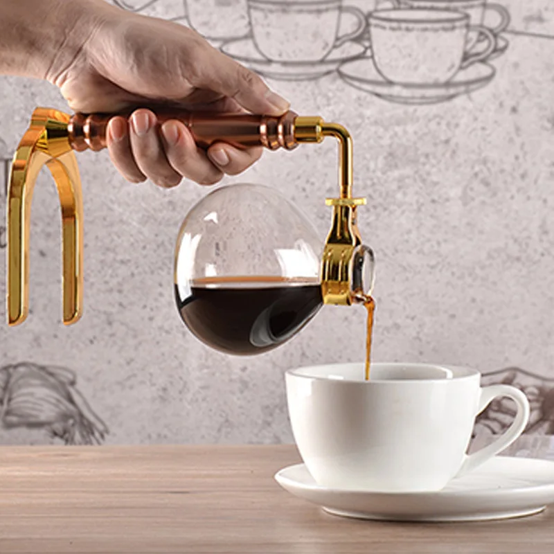 Японский стиль сифон кофеварка чай сифон горшок вакуумная Кофеварка стеклянный Тип кофе машина фильтр 3 чашки золото