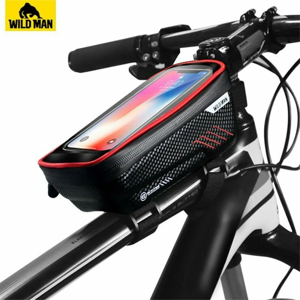 

WILD MAN Hard MTB Bicycle Bags Waterproof Riding Front Bags 6.2inch Mobile Phone Case Cycling Top Tube Bag Bicycle Accessories