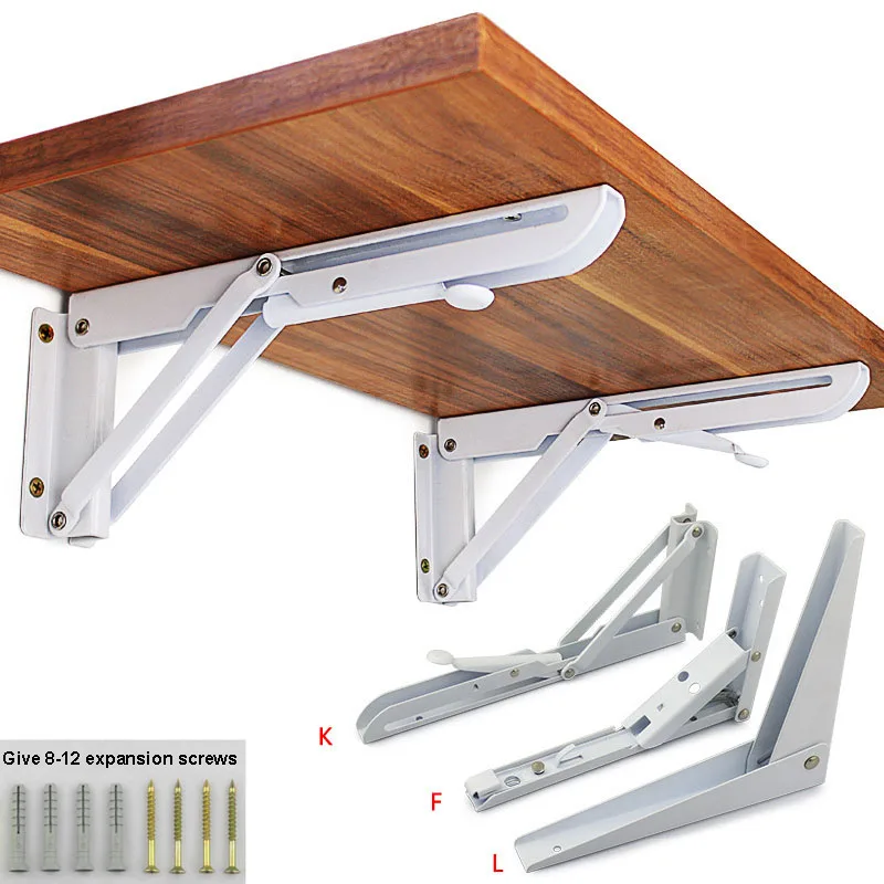 

2 Pack 8-20Inch White Triangle Folding Angle Bracket Adjustable Wall Mounted Durable Bearing Shelf Bracket DIY Home Table