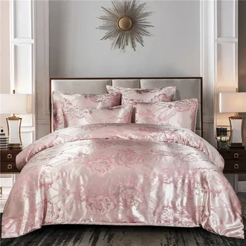 

WAZIR Satin Jacquard Bedding Set Embroidery Duvet Cover Set Classcial Pattern Bed Cover Set Quilt Cover Pillowcase 3PCS Sets
