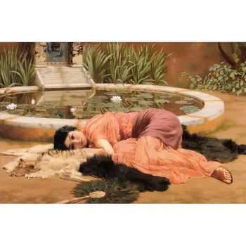 

4 Hand Painted Art Paintings by College Teachers - Dolce far niente girl John William Godward - Oil Painting on Canvas